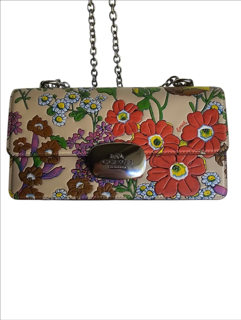Coach Eliza Flap Crossbody Shoulder Bag With Floral Print